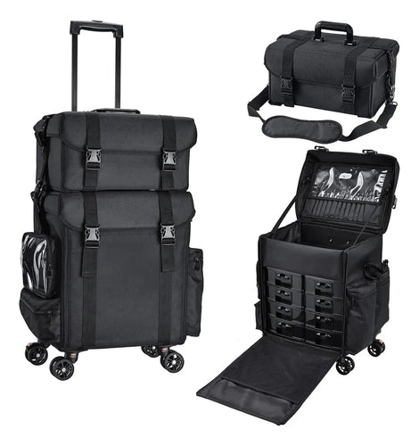Maletín Maquillaje Profesional C/ Ruedas Estuche Organizador