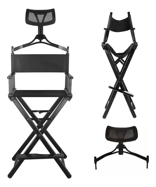 Silla de Director de Aluminio con Reposacabeza y Bolsa de Almacenamiento