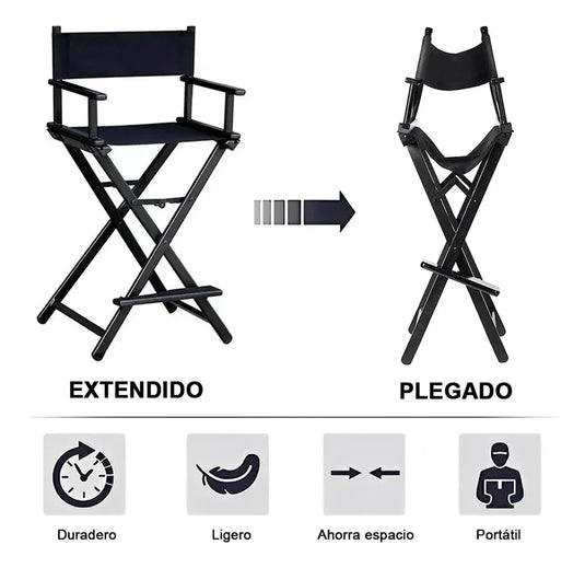 Silla de Director de Aluminio con Reposacabeza y Bolsa de Almacenamiento