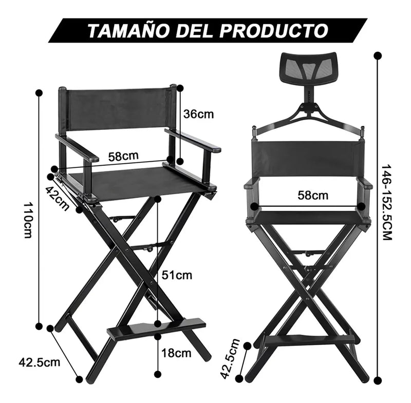 Cargue la imagen en el visor de la galería, Silla de Director de Aluminio con Reposacabeza y Bolsa de Almacenamiento
