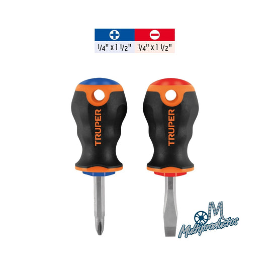 Dúo de desarmadores 1/4" x 1-1/2" mango Comfort Grip