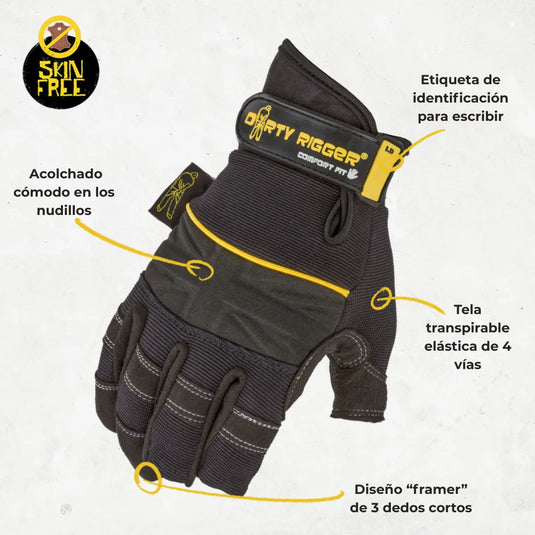 Guante Comfort Fit™ Rigger Glove – Sin 3 dedos - Multiproductos y expendables SA de CV