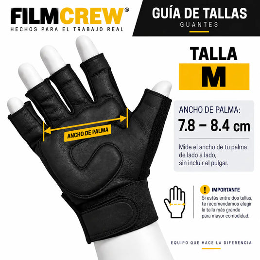 Guante fingerless FilmCrew talla M, ancho de palma 7.8 a 8.4 cm