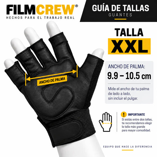 Guante fingerless FilmCrew talla XXL, ancho de palma 9.9 a 10.5 cm