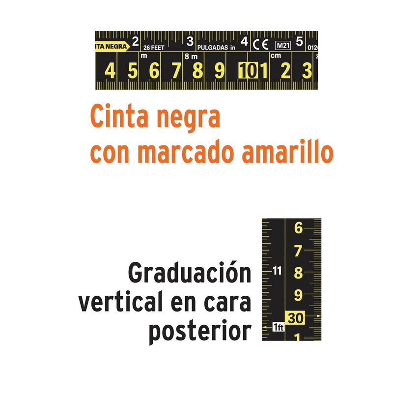 Cargue la imagen en el visor de la galería, Flexómetro contra impactos Cinta Negra x ancha 27 mm - 5.5 m
