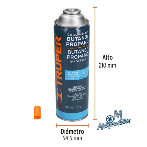 GAS BUTANO con valvula roscada de 275 g