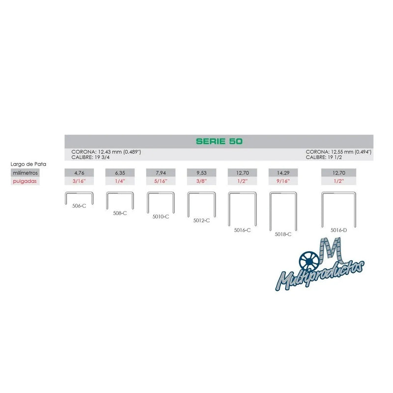 Cargue la imagen en el visor de la galería, GRAPAS Industriales, Serie 50, Corona 12.55mm
