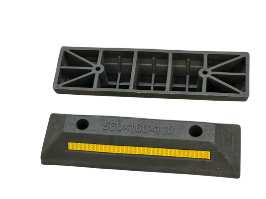 2 Topes De Estacionamiento Color Negro/amarillo Reflejante