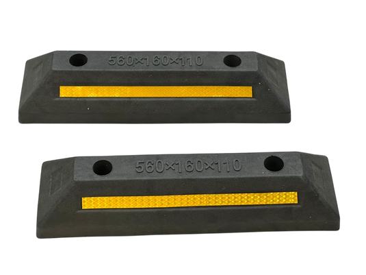 2 Topes De Estacionamiento Color Negro/amarillo Reflejante