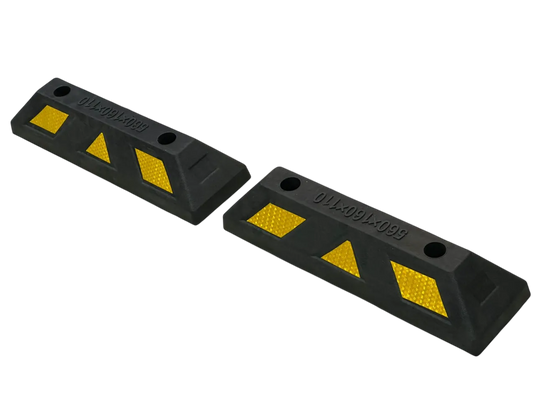 2 Topes De Estacionamiento Color Negro/amarillo Reflejante