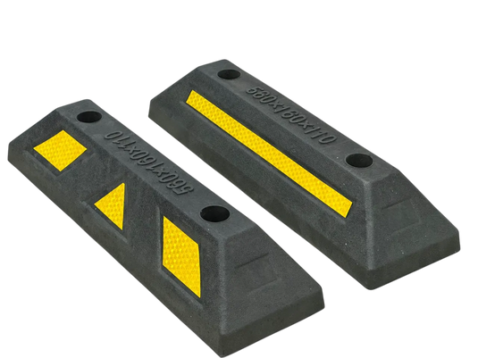2 Topes De Estacionamiento Color Negro/amarillo Reflejante