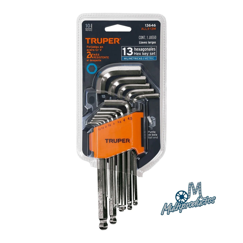 Cargue la imagen en el visor de la galería, Juego 13 llaves allen largas mm punta bola con organizador
