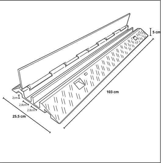 Protector de Cable Piso de 2 Canal, de Goma, 103x25.5x5 cm, 10,000kg