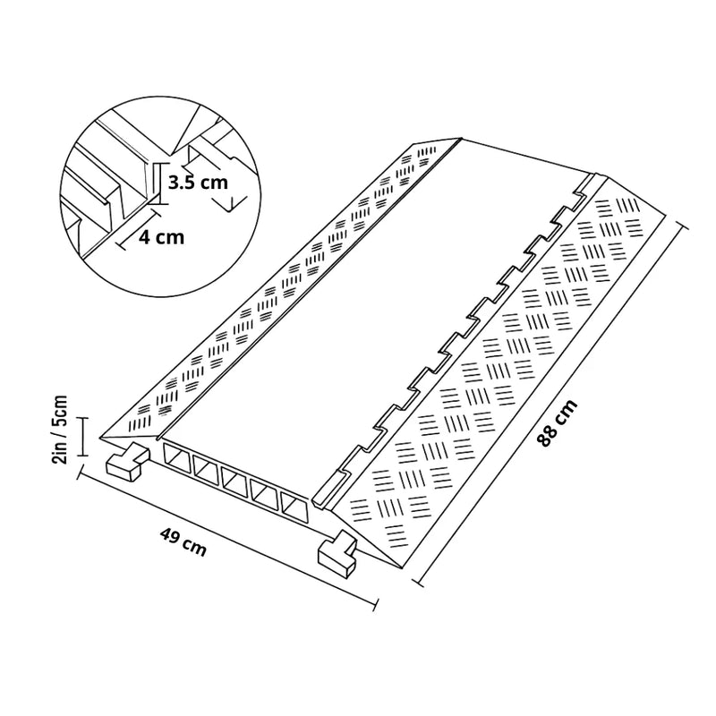 Cargue la imagen en el visor de la galería, Protector de Cables Piso 5 Canales 88x49x5 cm
