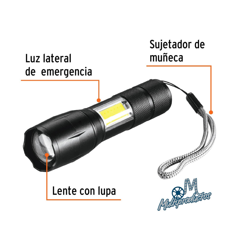 Cargue la imagen en el visor de la galería, Linterna de 1 LED 270 lm con luz de emergencia, recargable

