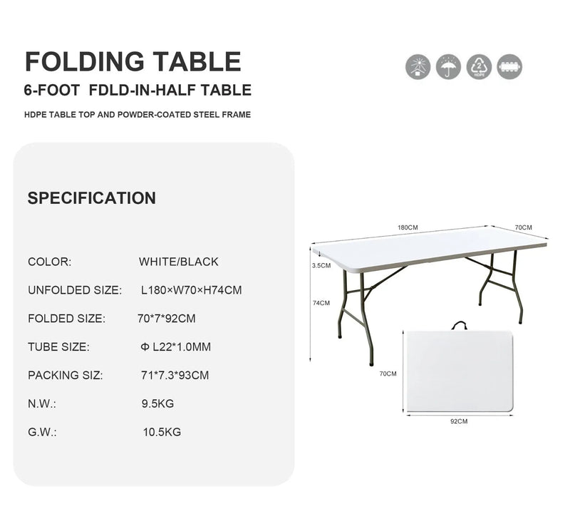 Cargue la imagen en el visor de la galería, Mesa Plegable De Plástico Tipo Portafolio 1.80m
