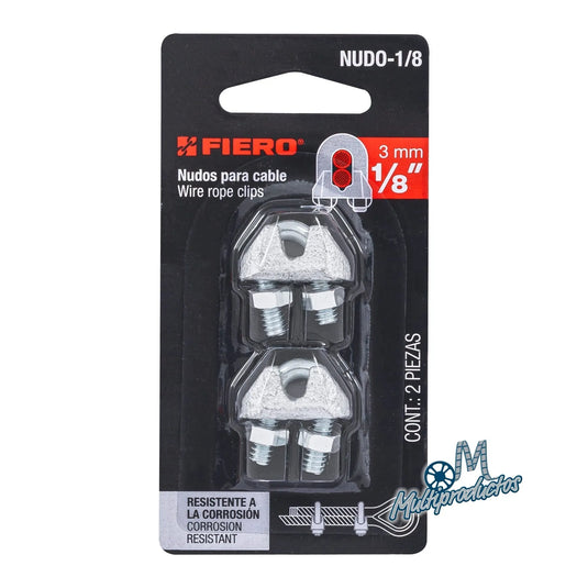 Nudos perros de hierro para cable de acero - Blister 2 piezas