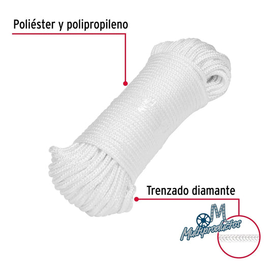 PIOLA de poliéster diamante x 30 m blanca