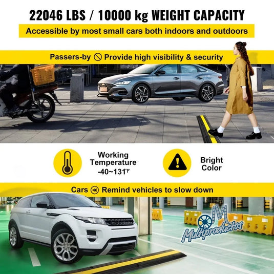 Protector de Cable Piso de 1 Canal, de Goma, 102x15.5x3 cm, 8000kg