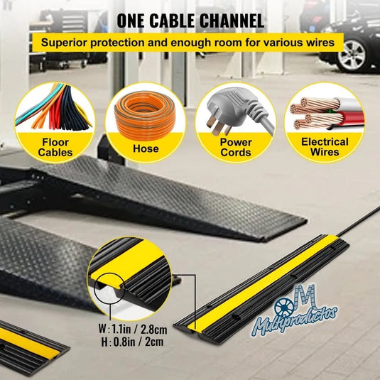 Protector de Cable Piso de 1 Canal, de Goma, 102x15.5x3 cm, 8000kg