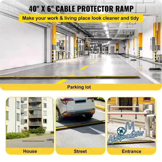 Protector de Cable Piso de 1 Canal, de Goma, 102x15.5x3 cm, 8000kg