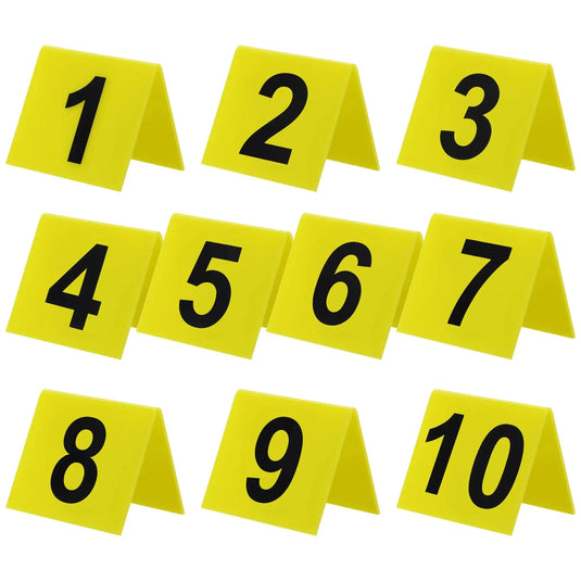 Set de 10 Números de Acrílicos Amarillos, Doble Vista