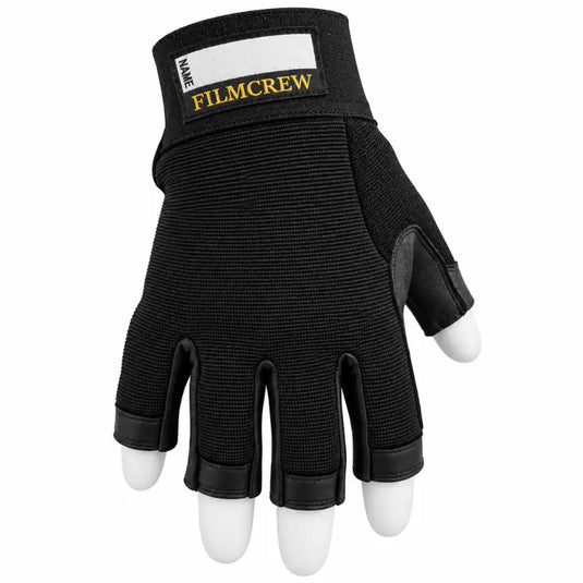 Guante fingerless FilmCrew, dorso con puño de velcro y etiqueta de marca bordada