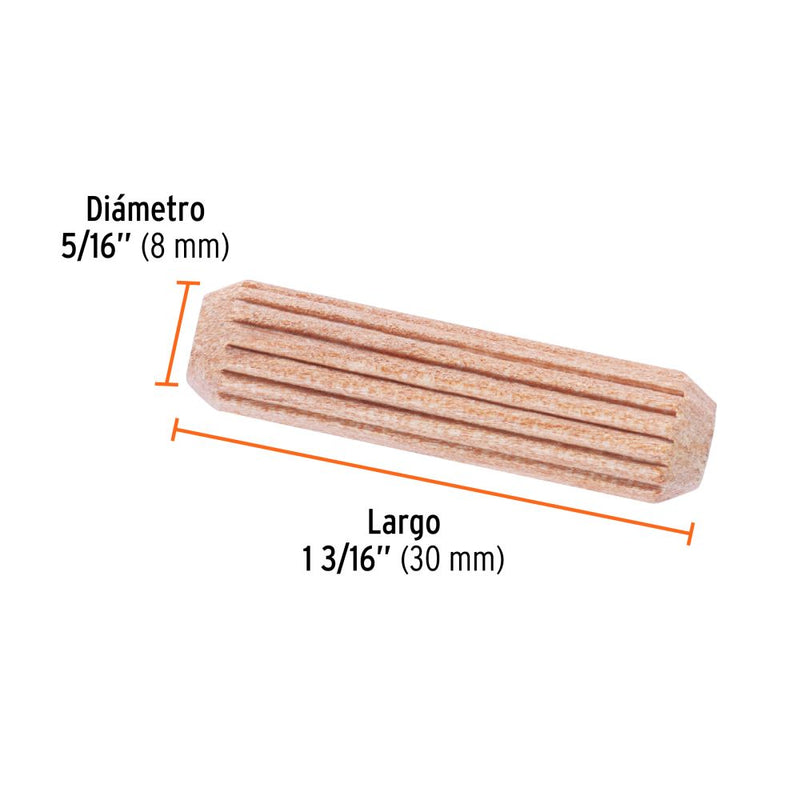 Cargue la imagen en el visor de la galería, Blíster con 100 taquetes de madera ranurado 5/16" Tarugos
