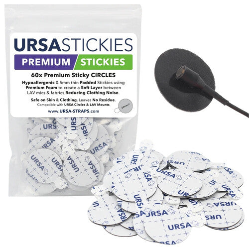 Círculos Adhesivos URSA Premium Sticky Circles para Micrófonos Lavalier (60 Unidades)
