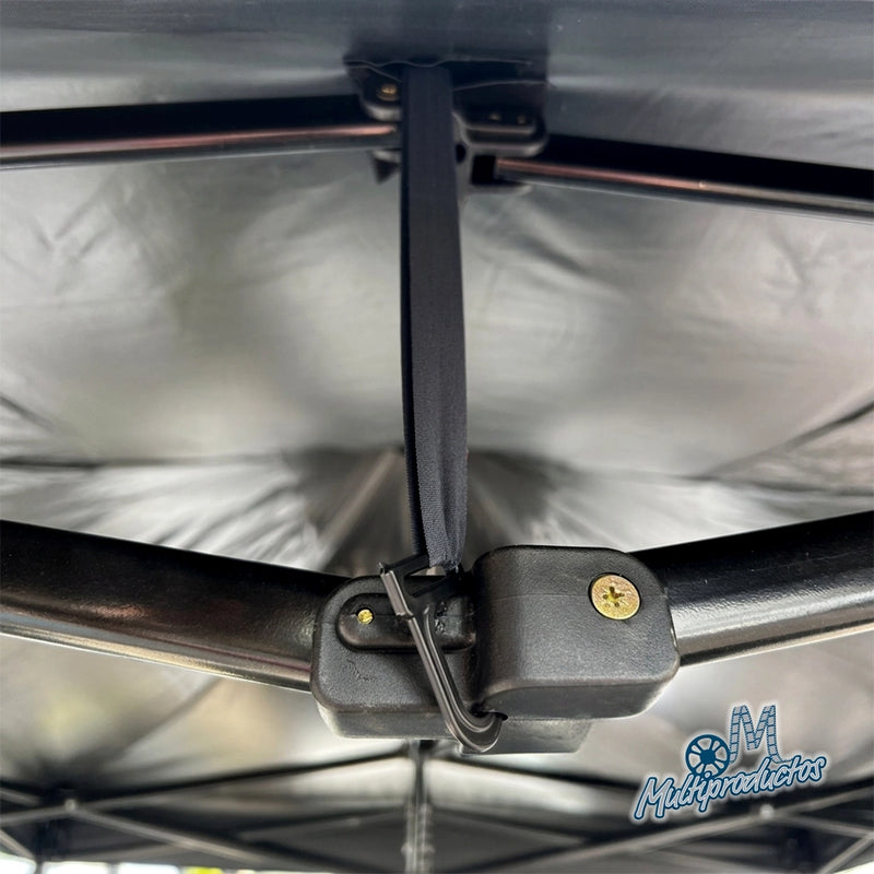 Cargue la imagen en el visor de la galería, Carpa negra FilmCrew multiproductos y expendables. Correa de sujeción para la lona del techo de la carpa.
