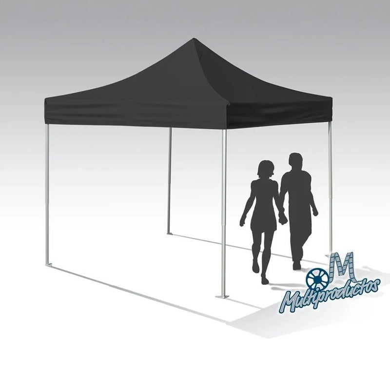 Cargue la imagen en el visor de la galería, Carpa negra FilmCrew multiproductos y expendables. Representación gráfica de la carpa armada con siluetas humanas.
