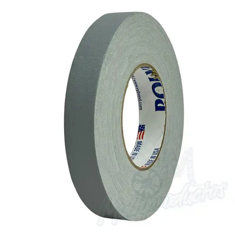 Cargue la imagen en el visor de la galería, Cinta gaffer mate Polyken 510 de 24 mm x 50 m. Rollo de cinta gaffer premium Polyken 510 visto desde un ángulo lateral color gris.
