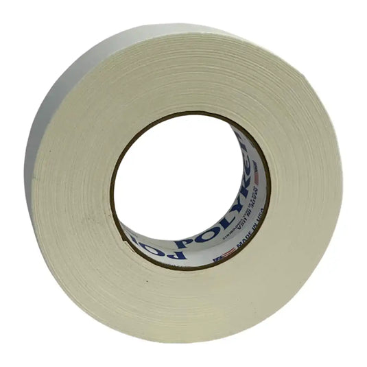 Cinta gaffer mate Polyken 510 de 48 mm x 50 m. Rollo de cinta gaffer profesional Polyken 510 blanca vista frontal.