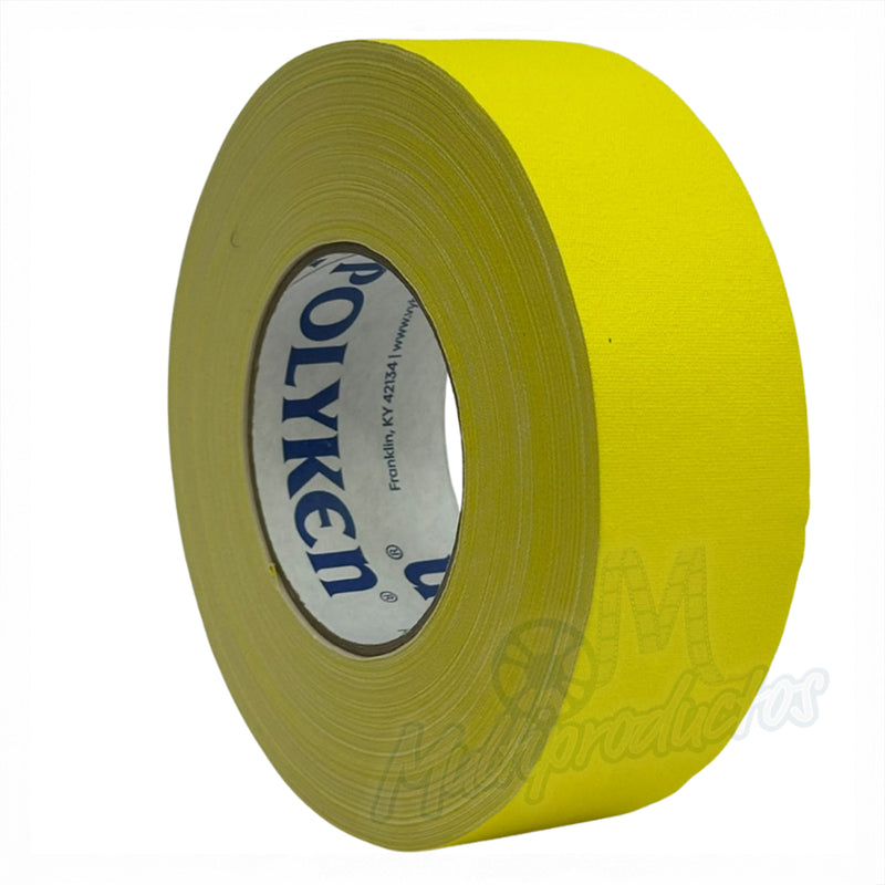Cargue la imagen en el visor de la galería, Cinta gaffer mate Polyken 510 de 48 mm x 50 m. Rollo de cinta gaffer Polyken 510 color amarillo en vista de tres cuartos.
