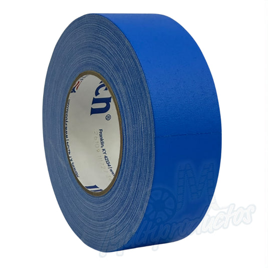 Cinta gaffer mate Polyken 510 de 48 mm x 50 m. Rollo de cinta gaffer Polyken 510 color azul en vista de tres cuartos.