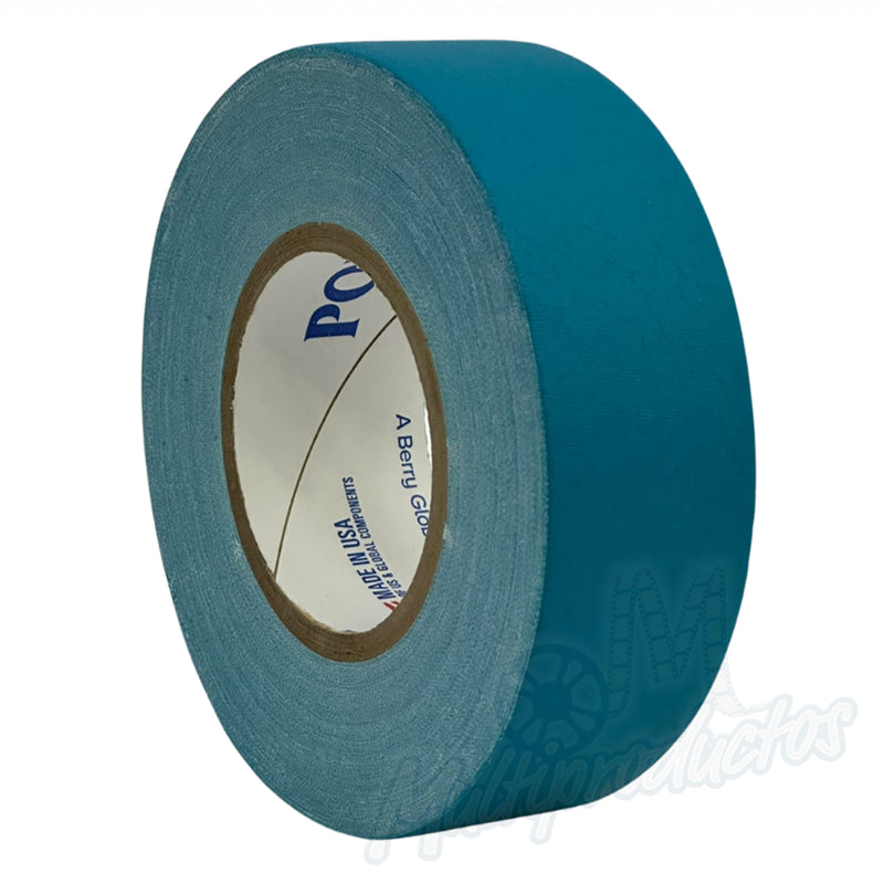 Cargue la imagen en el visor de la galería, Cinta gaffer mate Polyken 510 de 48 mm x 50 m. Rollo de cinta gaffer Polyken 510 color azul turquesa en vista de tres cuartos.
