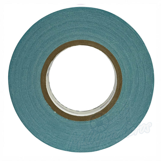 Cinta gaffer mate Polyken 510 de 48 mm x 50 m. Rollo de cinta gaffer premium Polyken 510 color azul turquesa vista frontal.