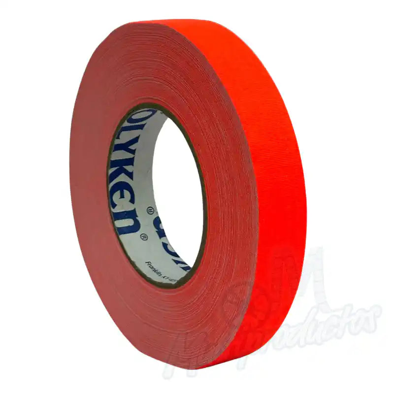 Cargue la imagen en el visor de la galería, Cinta gaffer neón Polyken 510 24 mm x 45 m. Rollo de cinta gaffer Polyken 510 neón color naranja en vista de tres cuartos.
