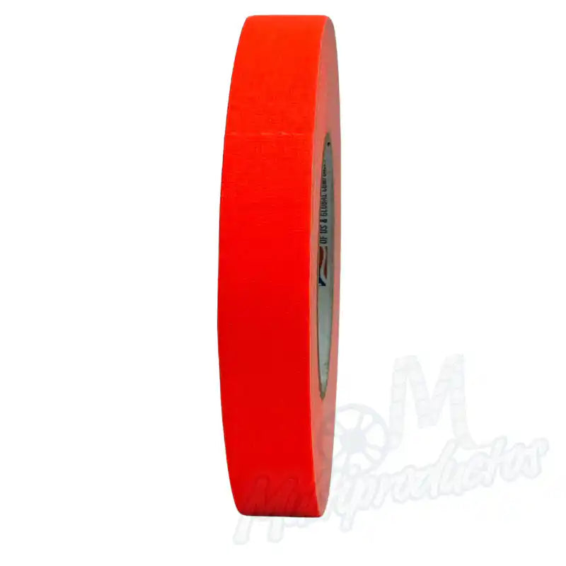 Cargue la imagen en el visor de la galería, Cinta gaffer neon Polyken 510 24 mm x 45 m. Rollo de cinta gaffer neón color naranja Polyken 510 visto de perfil mostrando su grosor y acabado fluorescente.

