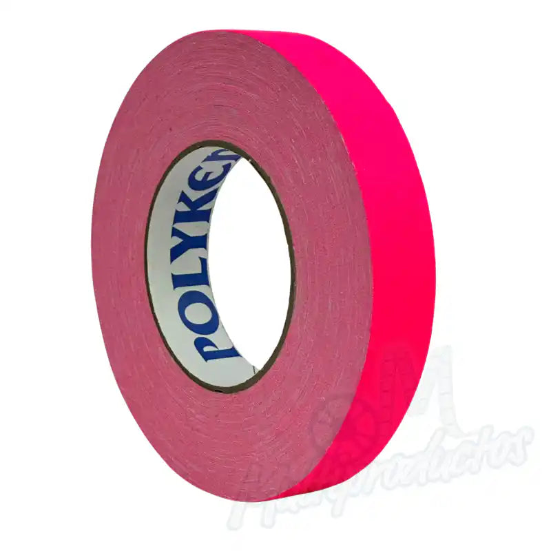 Cargue la imagen en el visor de la galería, Cinta gaffer neón Polyken 510 24 mm x 45 m. Cinta gaffer Polyken 510 color rosa neón visto desde un ángulo lateral.

