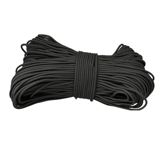 Piola cuerda de polipropileno negra.  Piola cuerda de polipropileno negra vista lateral de madeja de un kilogramo.