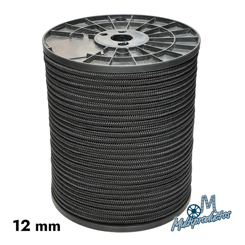 Cargue la imagen en el visor de la galería, Piola negra tejido diamante carrete de 10 kg. Carrete de 10 kg de piola negra de polipropileno tejido diamante de 12 mm de grosor.
