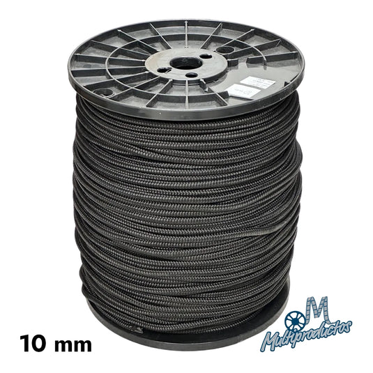 Piola negra tejido diamante carrete de 10 kg. Carrete de 10 kg de piola negra de polipropileno tejido diamante de 10 mm de grosor