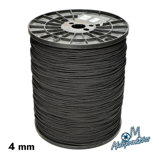 Piola negra tejido diamante carrete de 10 kg. Carrete de 10 kg de piola negra de polipropileno tejido diamante de 4 mm de grosor.