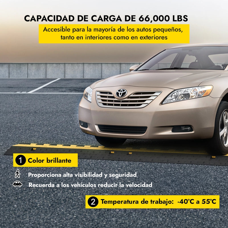 Cargue la imagen en el visor de la galería, Rampa protectora de cables de 2 canales. Auto pasando sobre una rampa protectora de cables con capacidad de carga para tráfico vehicular y alta visibilidad.
