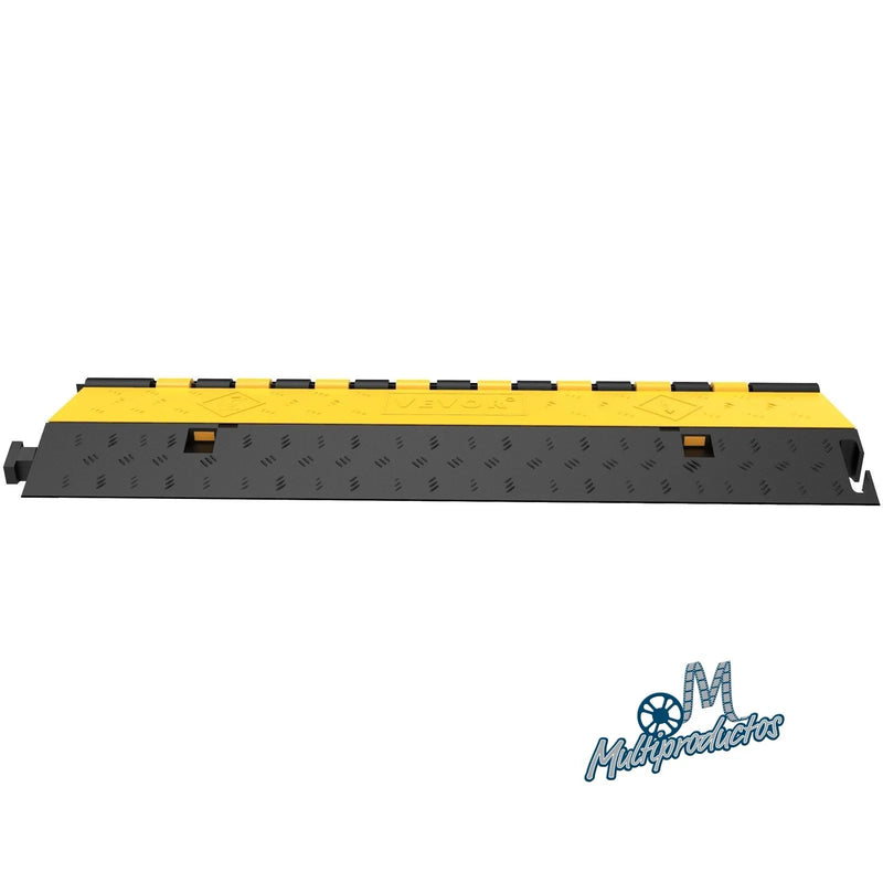 Cargue la imagen en el visor de la galería,  Rampa protectora de cables de 2 canales. Vista lateral de protector de cables de 2 canales con perfil bajo y conectores de enclavamiento modular.
